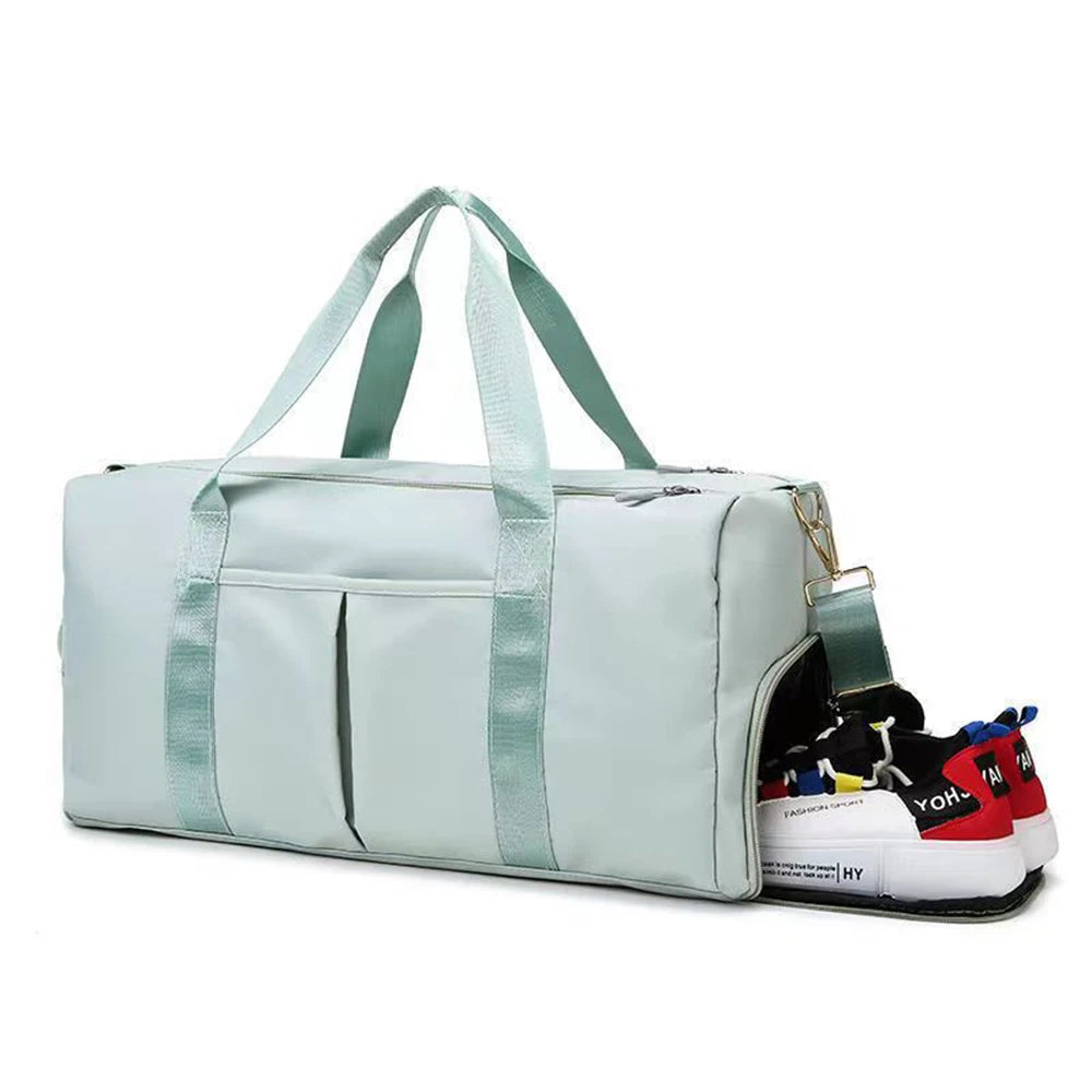 Name Custom Travel Bag, Large Capacity Dry Wet Separation Fitness Bag, Embroidered Independent Shoe Compartment Luggage Bag