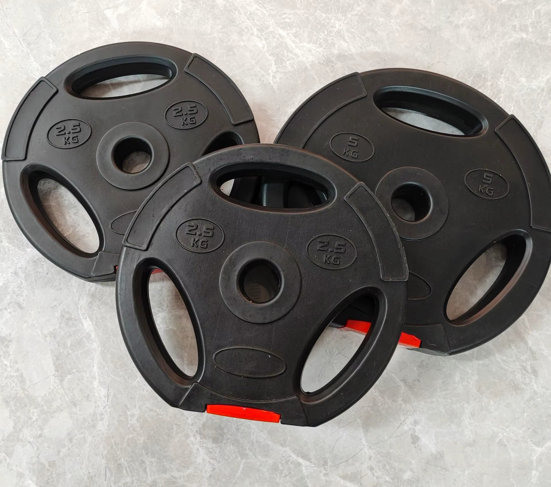 Custom Logo Cast Iron 20Kg Bumper Plate Rubber-Coated Three-Hole Training Change Plate for Barbell Sheet Quality Weight Plates