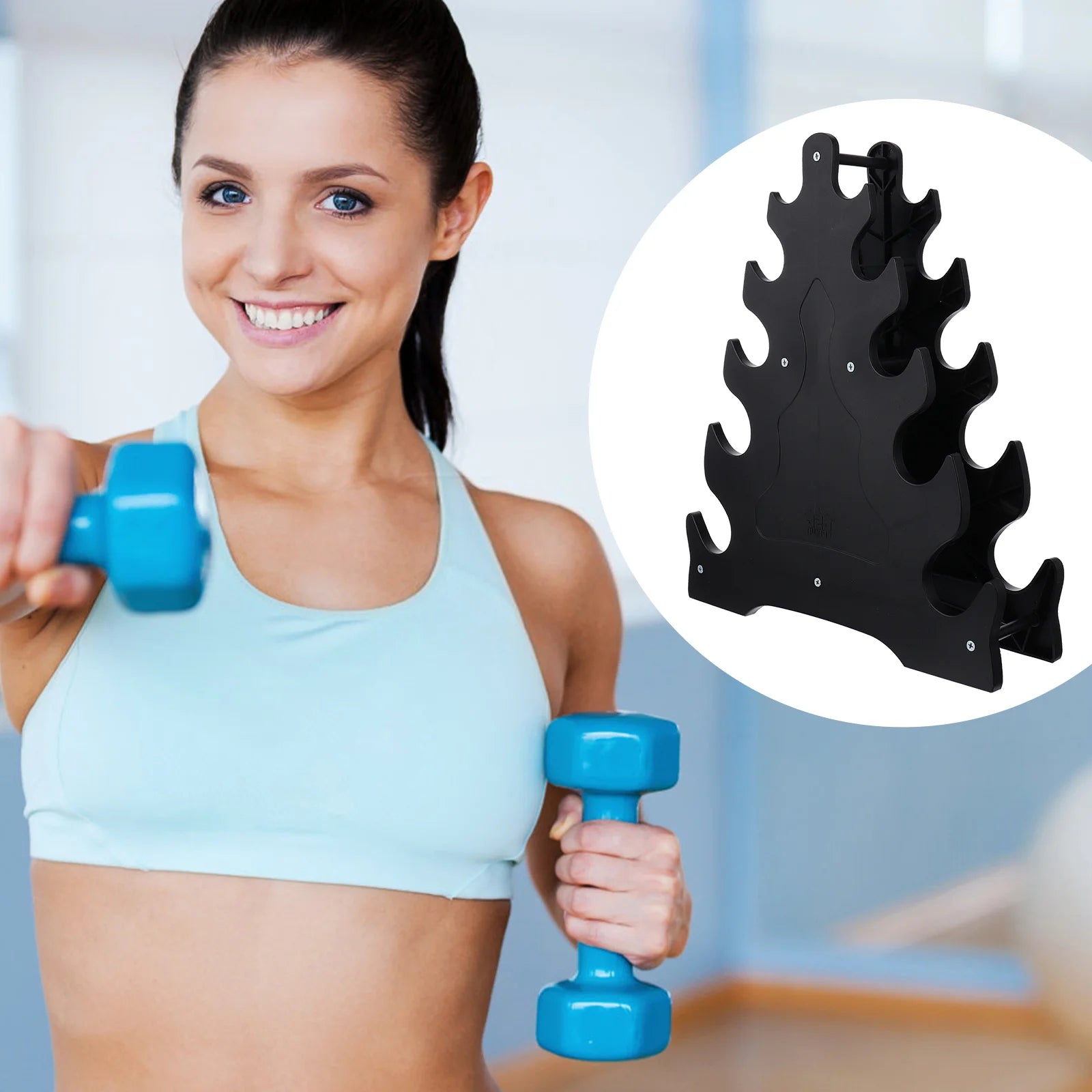 Dumbbell Rack Triangle Shaped Stand Home Gym Barbell Storage Support Dumbell Holder Organization