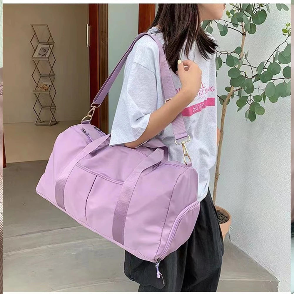 Name Custom Travel Bag, Large Capacity Dry Wet Separation Fitness Bag, Embroidered Independent Shoe Compartment Luggage Bag