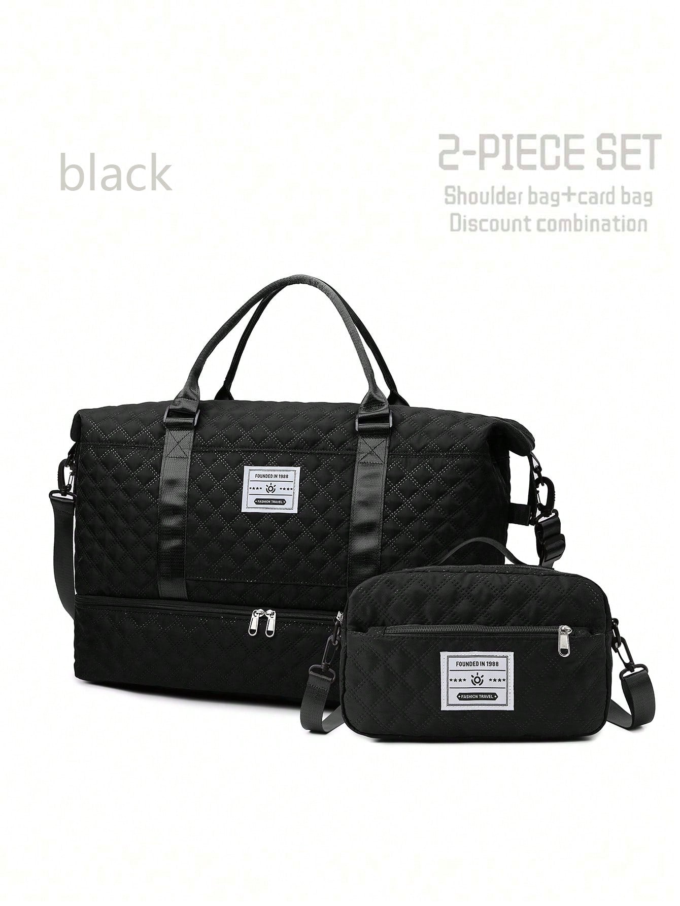 2PCS Large Capacity Travel Duffel Bag, Wet and Dry Separation Fitness Bag, Weekend Overnight Shoulder Bag, Hospital Necessary Mommy Bag, Travel Bag, Holiday Bag, Weekend Bag, Overnight Bag, with a Pull Bar Bag, with Shoe Storage, Boarding Bag, Cosmetics Storage Bag for Suitcase Gym Bag Duffle Bag for Luggage Carry on Bag College Bag Luggage Bags Weekender Bag Hospital Bag Winter