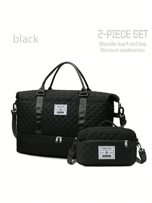 2PCS Large Capacity Travel Duffel Bag, Wet and Dry Separation Fitness Bag, Weekend Overnight Shoulder Bag, Hospital Necessary Mommy Bag, Travel Bag, Holiday Bag, Weekend Bag, Overnight Bag, with a Pull Bar Bag, with Shoe Storage, Boarding Bag, Cosmetics Storage Bag for Suitcase Gym Bag Duffle Bag for Luggage Carry on Bag College Bag Luggage Bags Weekender Bag Hospital Bag Winter